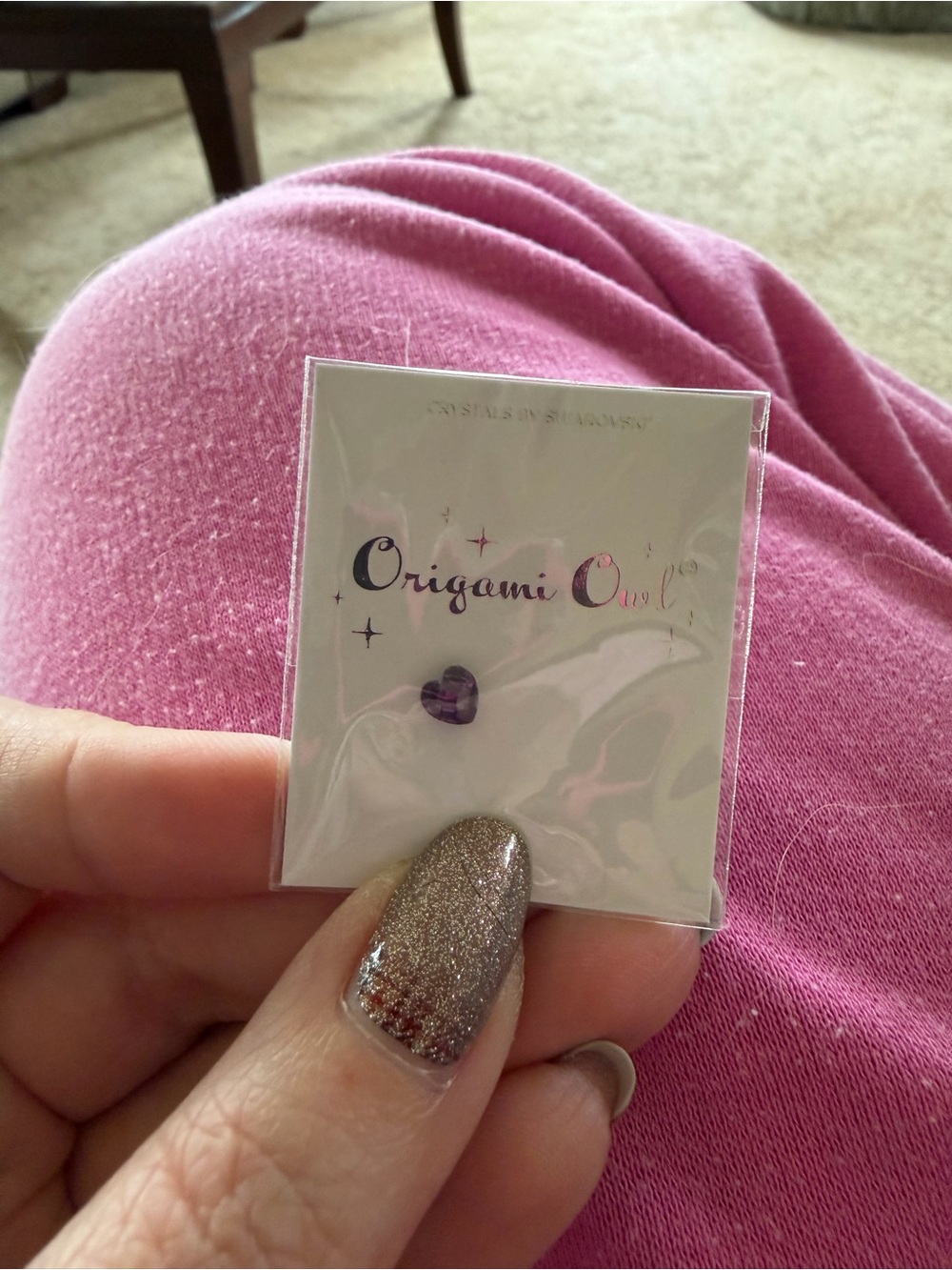 Origami Owl Purple Crystal Heart